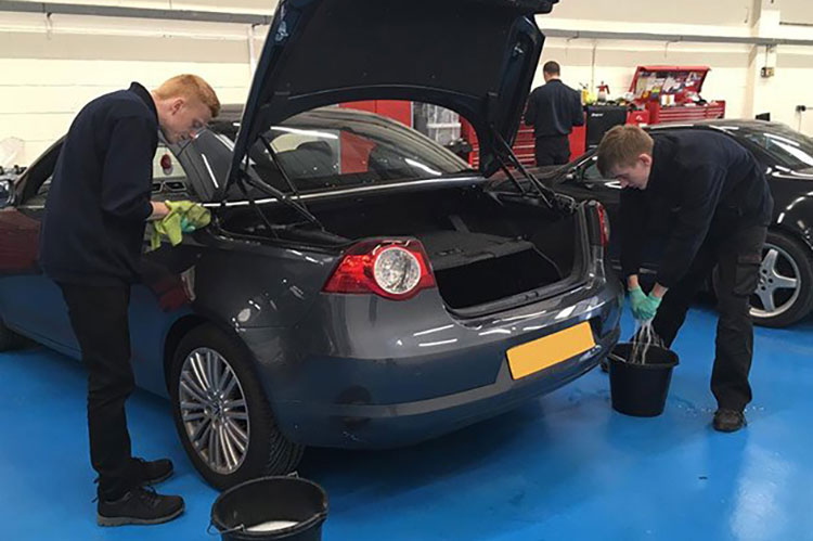 cleaning a convertible car