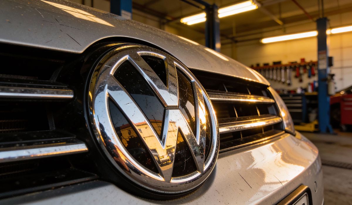 VW close up of badge