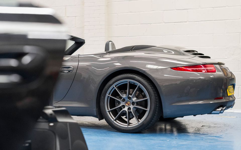 porsche 911 in garage