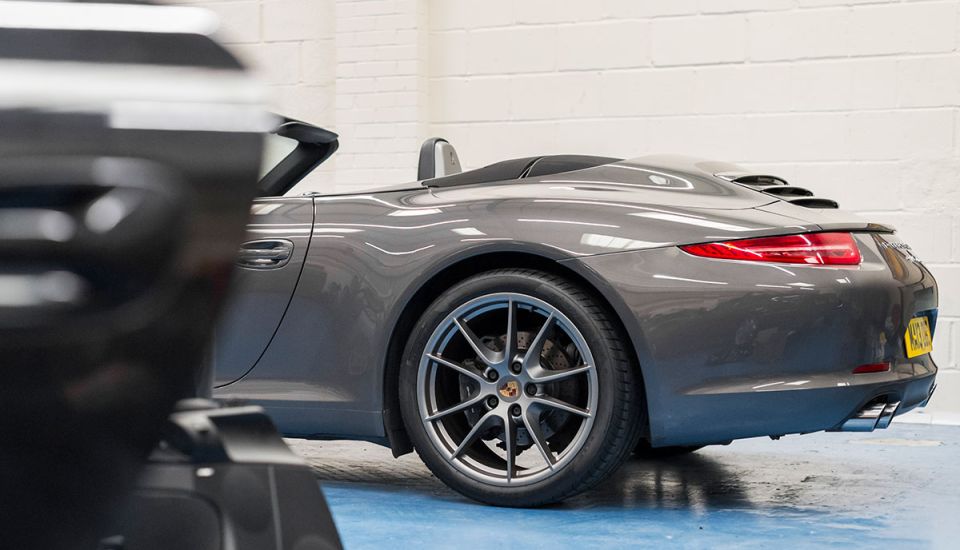 porsche 911 in garage