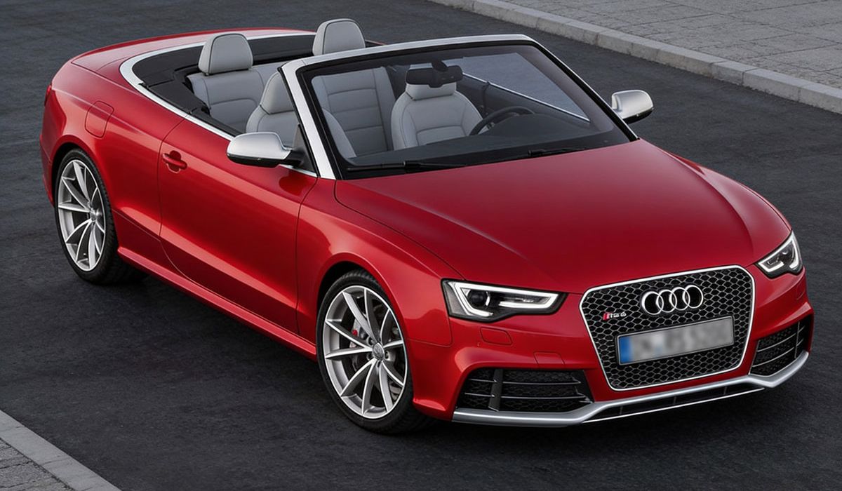 Audi S5 Cabriolet displayed, showcasing its sleek design and convertible features.